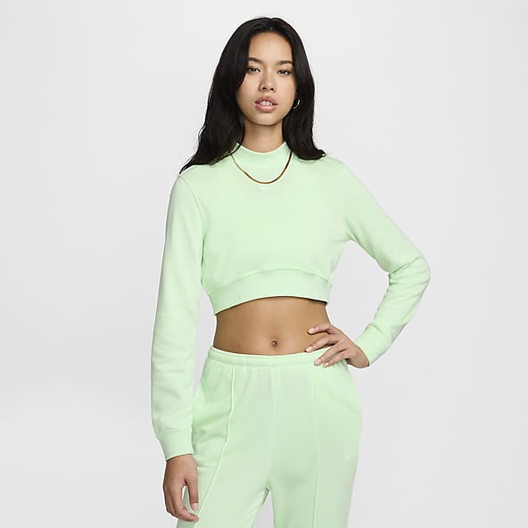 Green nike crop top sales